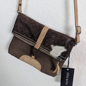 Brown and Cream Crossbody Bag
